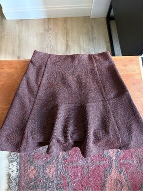 LOFT Brown-Red Herringbone Mini Skirt